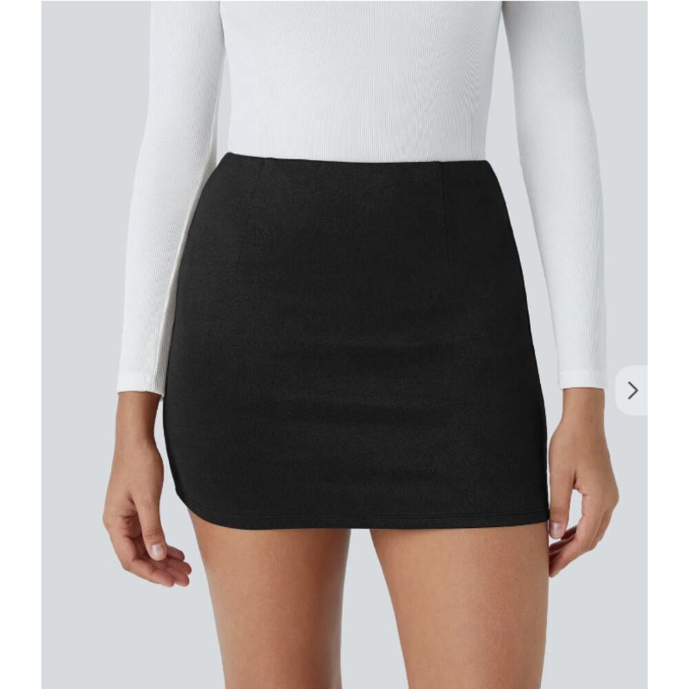 HALARA High‎ Waisted 2-in-1 Bodycon Suede Mini Casual Skirt XS NWOT